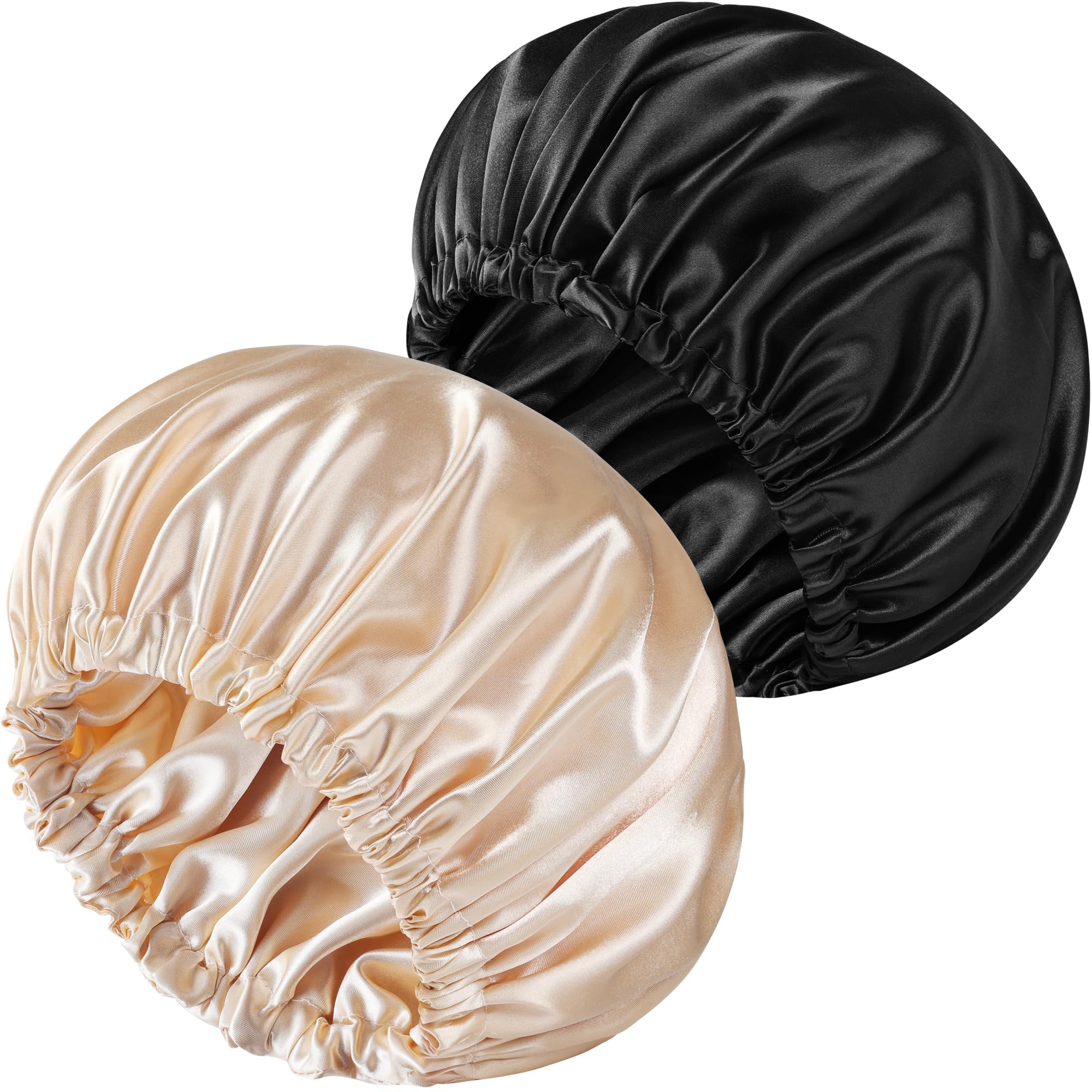 2 PCS Satin Bonnet Double Layer Sleep Hair Silk Bonnet for Sleeping Women Curly Natural Hair